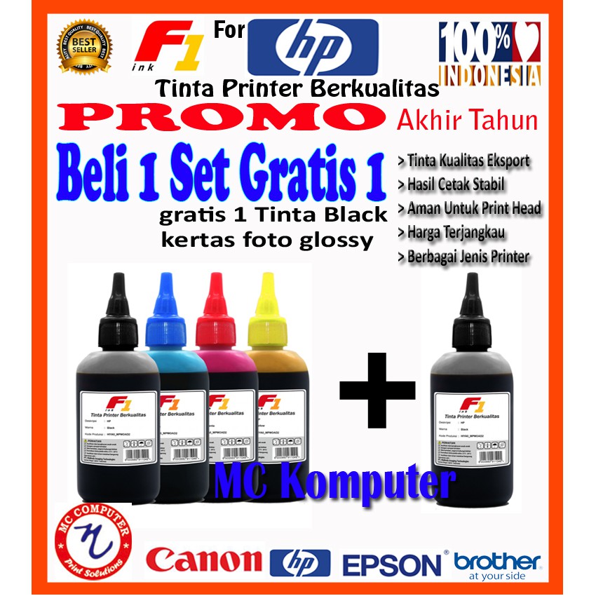 Jual Paket Tinta Printer Beli 1 Set Bonus 1 Botol Warna Hitam Indonesia Shopee Indonesia