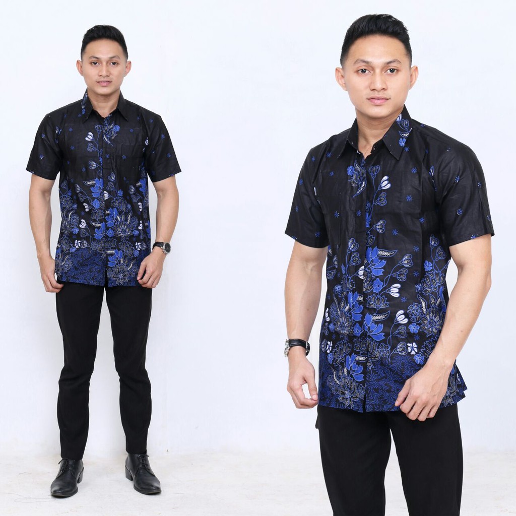 BAJU BATIK, KEMEJA BATIK LENGAN PENDEK, ATASAN BATIK PRIA (MOTIF SAKURA)