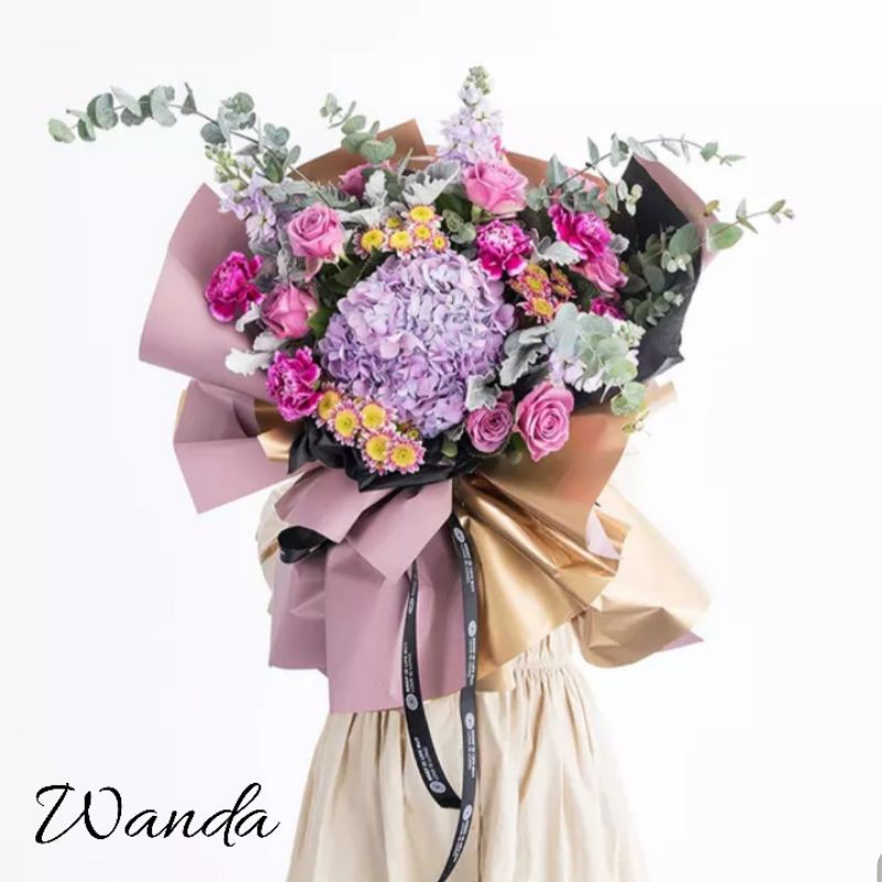 

Wanda - Flower paper cellophane gold / kertas bunga ecer murah