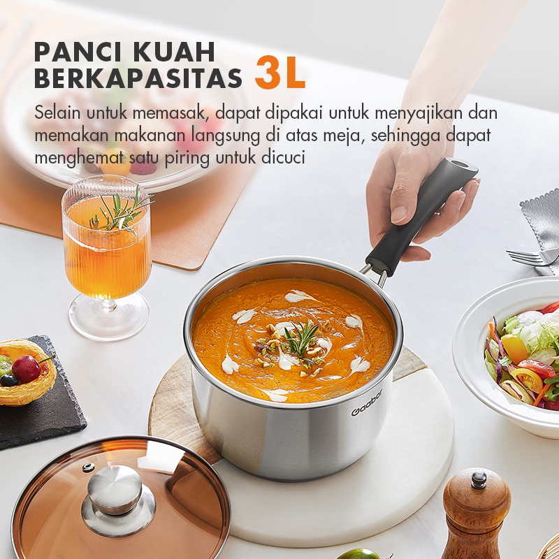 Gaabor Panci Set 3 Item Panci Sop Panci Susu Wajan Penggorengan Anti Lengket Panci bisa untuk kompor Induksi / GS-S828A