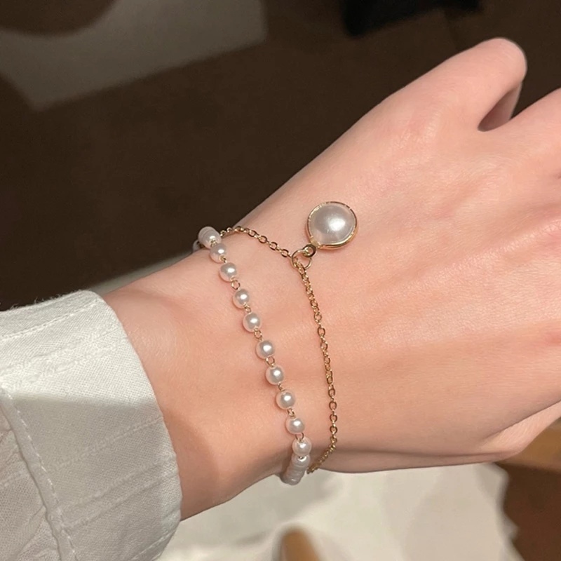 Gelang Mutiara Double Layer Gaya Korea Untuk Wanita