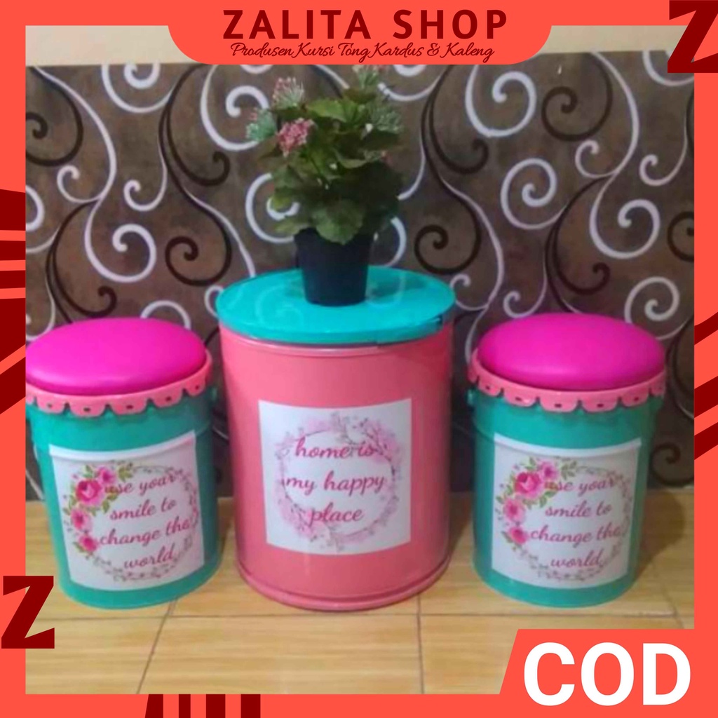Zalita Set Kursi Teras Tong Kaleng Drum Taman Ruang Tamu Unik Minimalis Aesthetic Estetik 1 Set