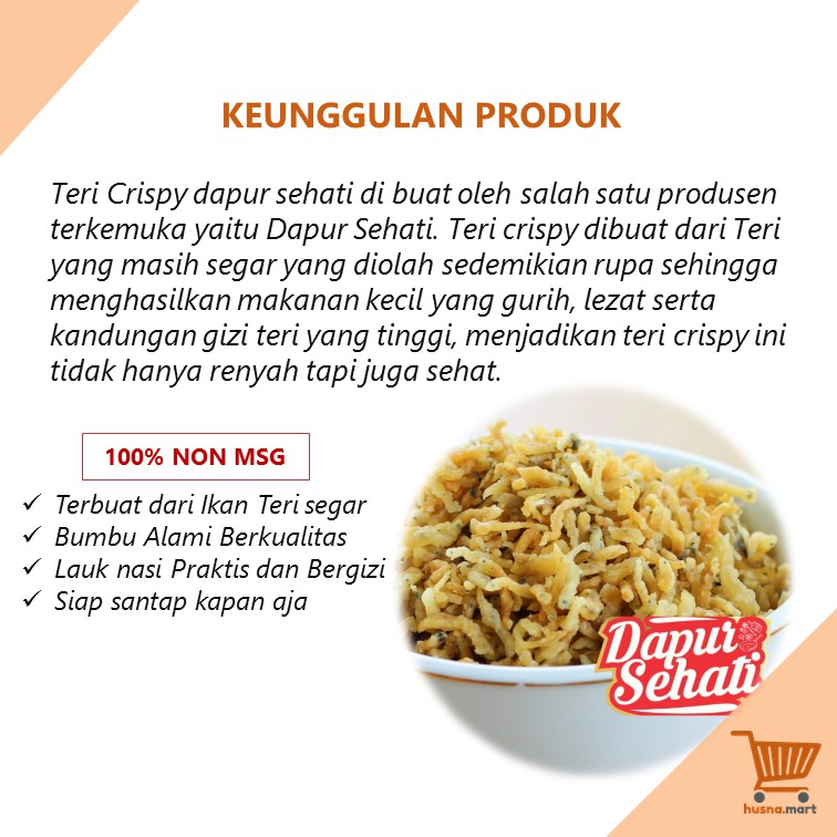 Teri Nasi Crispy Non MSG Lauk Siap Santap isi 92gr - Dapur Sehati