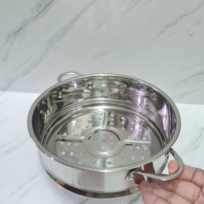 stainless 304 pot steamer 22cm / panci kukus dengan kuping /pegangan/ hanya panci