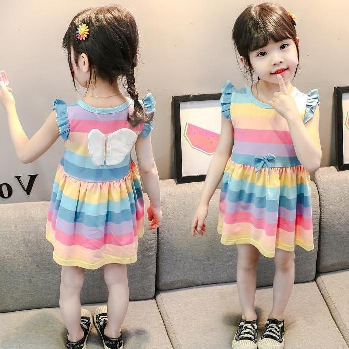 lab30 CS IMPORT Baju Dress Kaos Anak Perempuan Rainbow Wing .,,.,.,