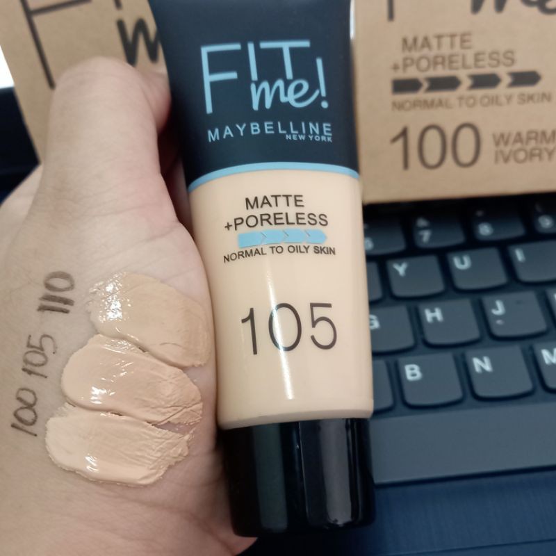 Foundation Tube Fit Me 110 115 120 / Maybelline Fit Me Matte + Poreless Liquid Foundation 18ml - TUB