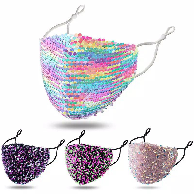 MASKER PESTA SEQUIN PAYET BLINK SPARKLING SHINY