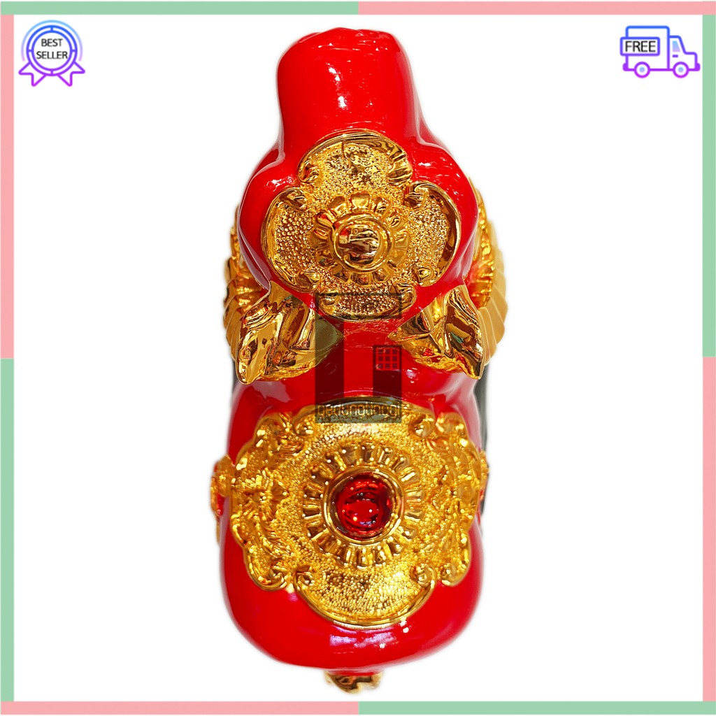 Patung Pajangan Hiasan Shio Kambing Kado Imlek Hoki Rejeki 12 Zodiak Fengshui Lucky Emas Gold Resin