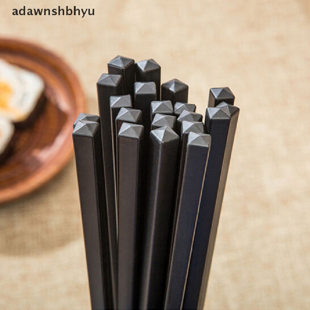 Adawnshbhyu 1pasang Sumpit Jepang Alloy Non-Slip Sushi Chop Sticks Set Hadiah Imlek