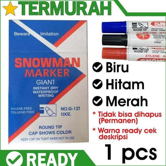 

Spidol Snowman Permanent Marker Ekonomis BG 12 / Tinta Permanen BG-12 {TERMURAH Kode 1179