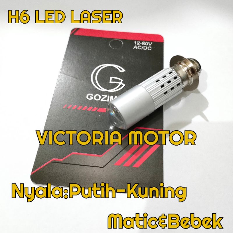 LAMPU DEPAN MOTOR BEBEK MATIC H6 LASER HI LO 2WARNA/ PUTIH-KUNING
