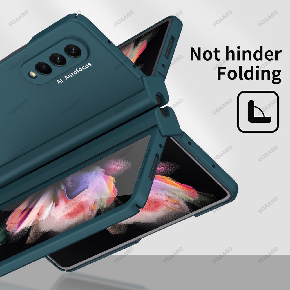 Frosted Matte Skin Hinge Case Tempered Glass Samsung Galaxy Z Fold 3 And With Slot Pen