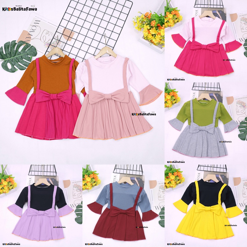 Overall Kirei uk Bayi - 8 Tahun / IMPORT Dress Anak Perempuan Lengan Panjang Murah Baju Gaun Pesta Adem