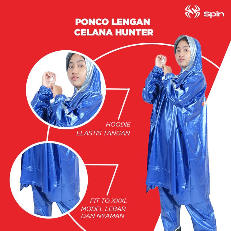 Jas Hujan Ponco Lengan Celana Spin Hunter Jas Hujan Jumbo Ponco Celana Jas Ujan Setelan Ponco Besar Jas Hujan Ponco Celana Pria Wanita Jas Hujan Terlaris Jas Hujan Ponco Celana XXXL Jas Hujan Ponco Celana HYBRID