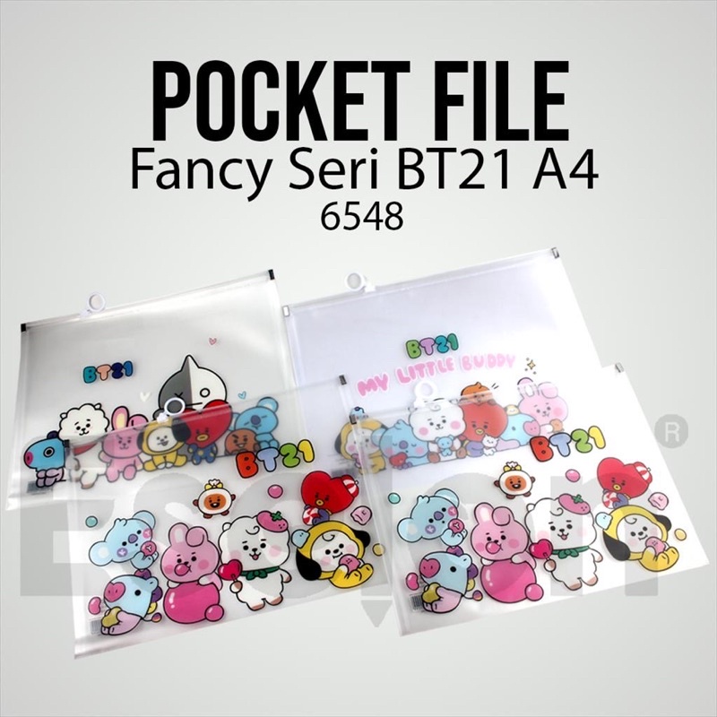 

POCKET FILE FANCY A4 BESAR BT21 | MAP ZIPPER FANCY A4 BT21