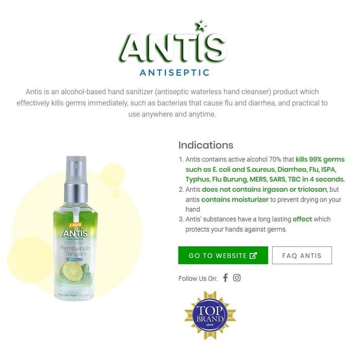 Antis Spray / Gel Hand Sanitizer 55ml - Jeruk Nipis