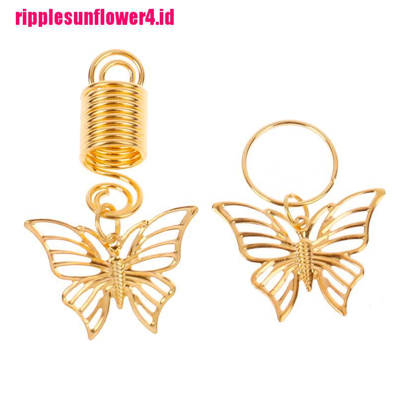 Cincin Klip Manik-Manik Butterfly Hollow Untuk Styling Rambut Gimbal