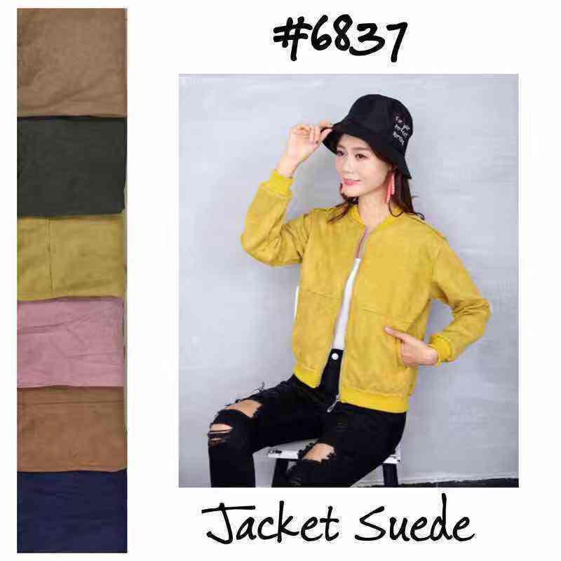 Jaket Import Wanita Suede Lengan Panjang #6837/ Woman Long Sleeved Import Suede Jacket
