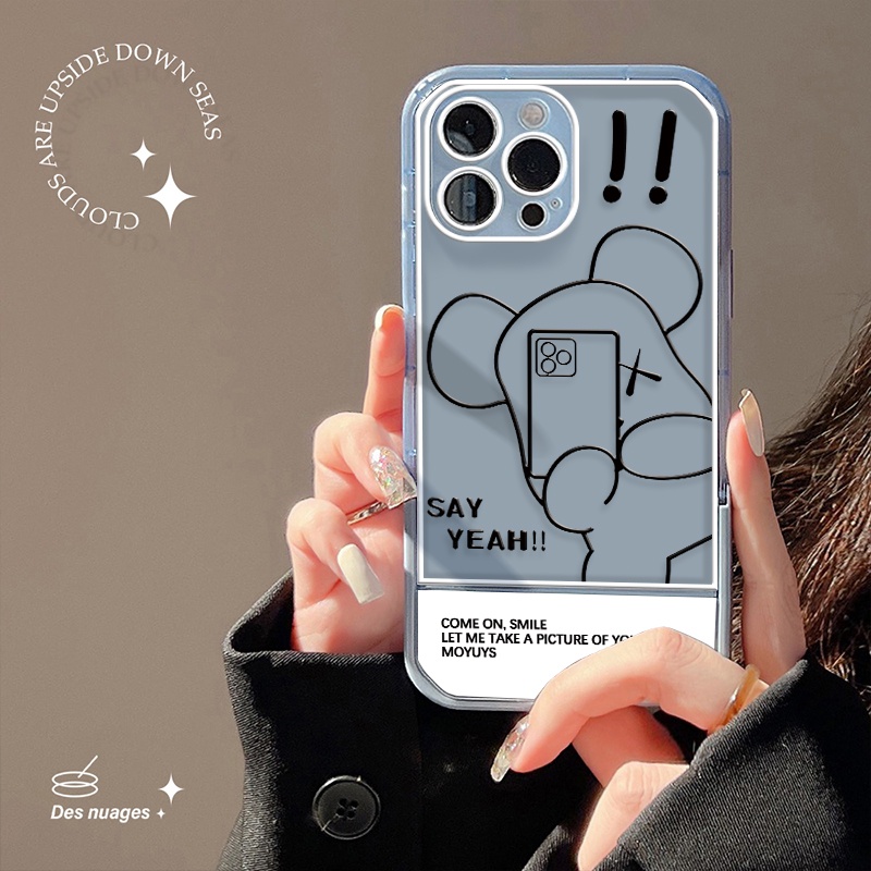 Soft Case Transparan Motif Beruang Dengan Bracket Untuk IPhone 13 12 11 Pro MAX 7 8 Plus 6 6S X XR XS MAX SE 2020