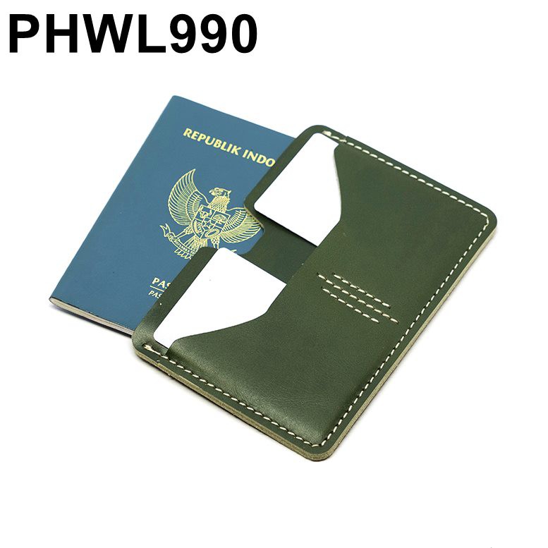 dompet passport simpel kulit sapi asli passport cover hijau - PHWL990