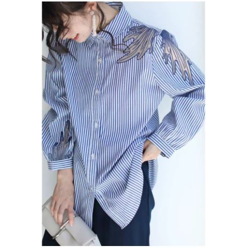 Atasan Wanita - Blouse Wanita Lengan panjang import #1249- Biru