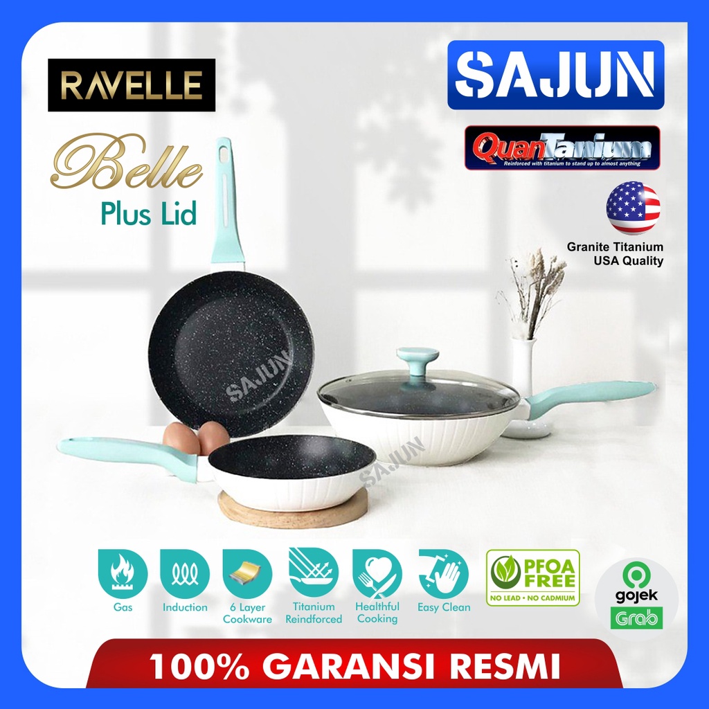 RAVELLE BELLE Panci Set of 3 Panci Masak Anti Lengket Cookware Set