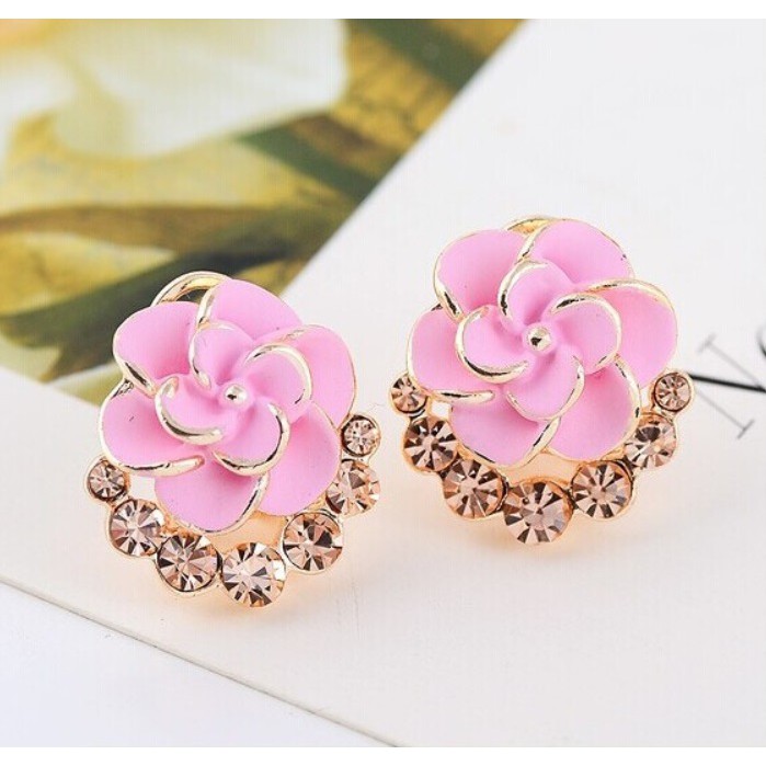 Anting Wanita E182 ROSE Women Stud Earrings Giwang Tusuk Cewe Korea Fashion Korean Style Berlian