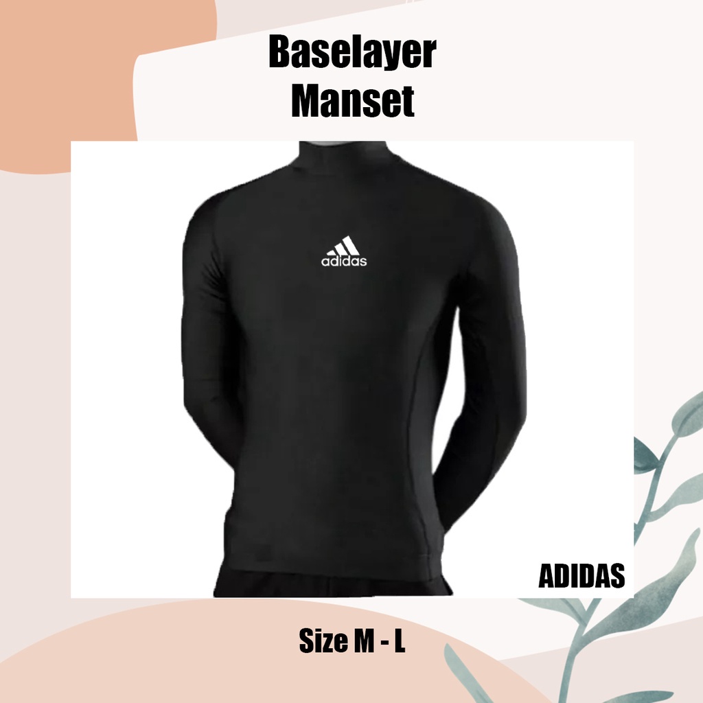 Manset Baselayer Baju Kaos Adidas Olahraga Futsal Sepak Bola Football Lengan Panjang Hitam Pria