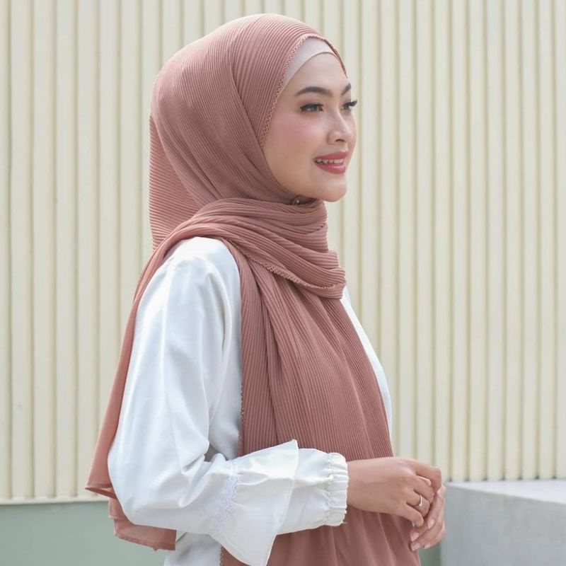 CRIMELDA PASHMINA PLISKET FULL 175x75 DIAMOND CREP HIJAB FASHION MUSLIM-6