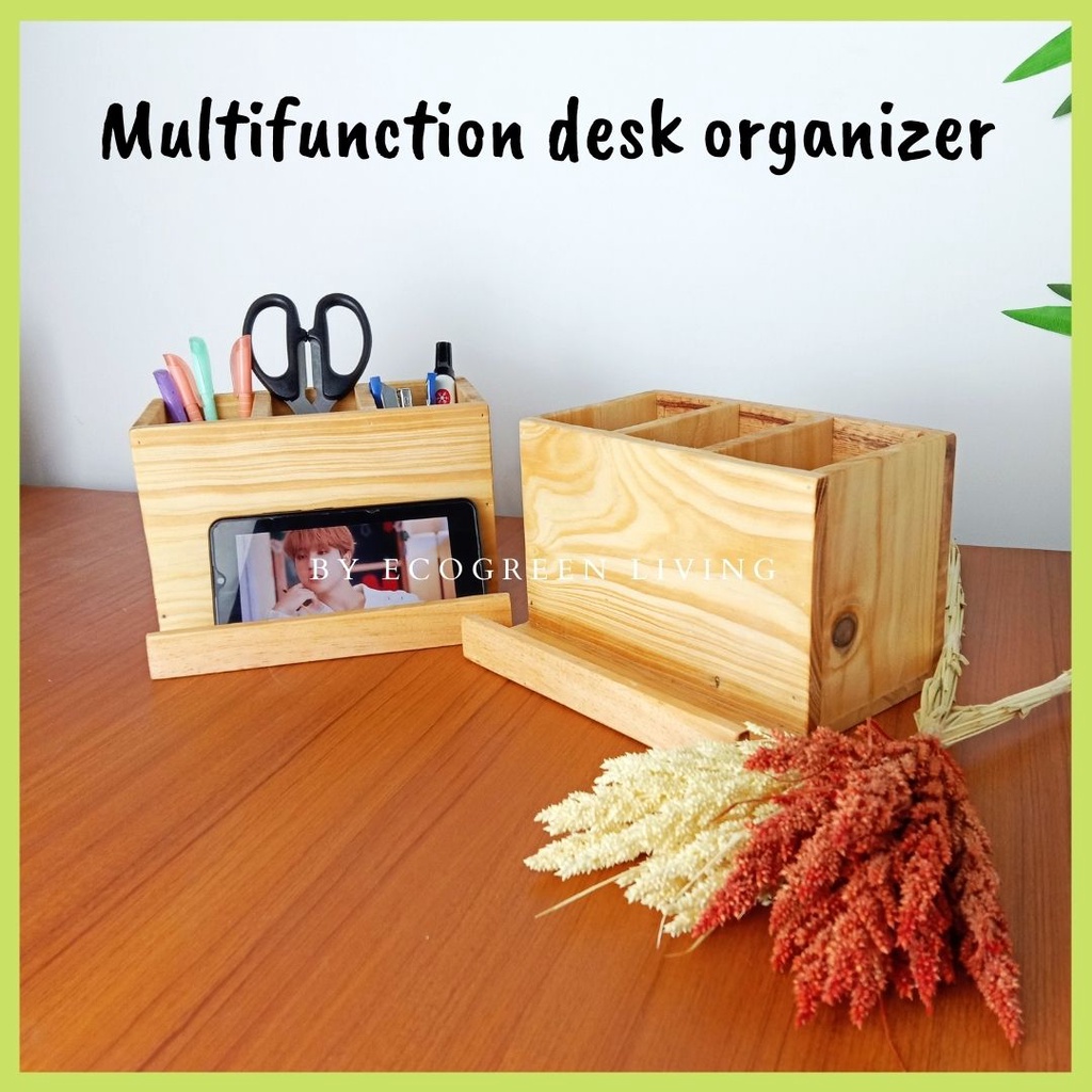 2 IN 1 DESK ORGANIZER MULTIFUNCTION / KOTAK PEN HOLDER DAN PHONE STAND HOLDER