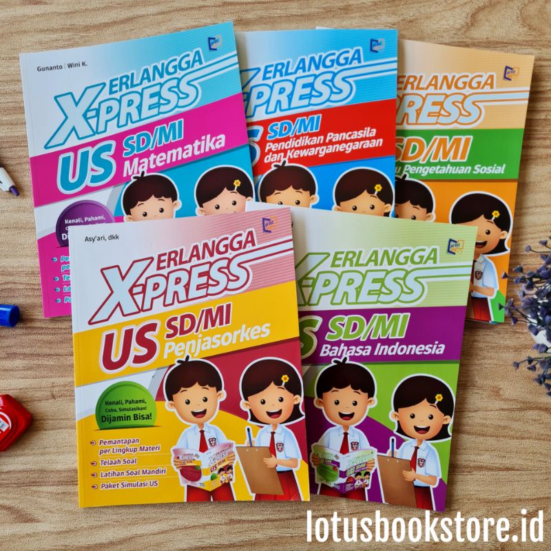 Buku Xpress US SD (Matematika IPA Indonesia PPKN PJOK) - Erlangga Original - UN USBN-Seni Budaya