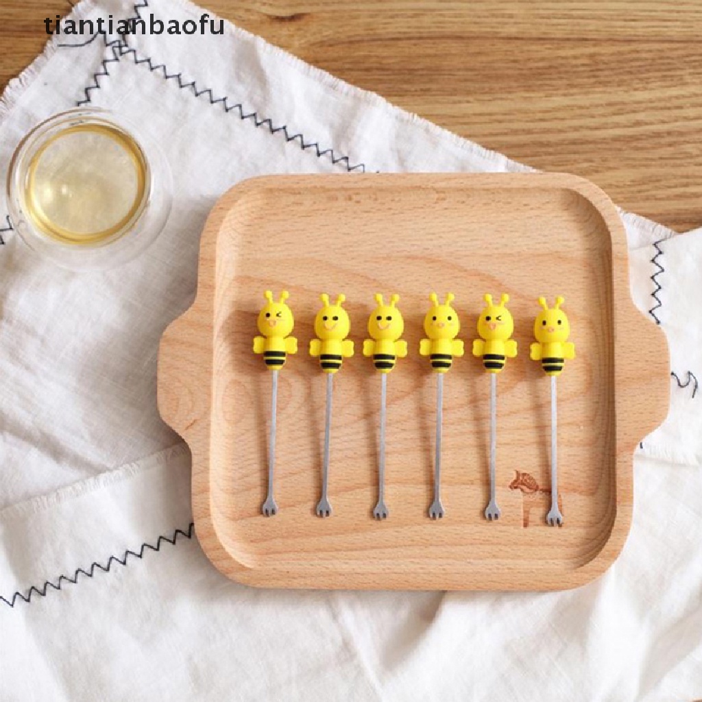 6 Pcs / set Garpu Buah Madu Bahan Stainless Steel Untuk Anak