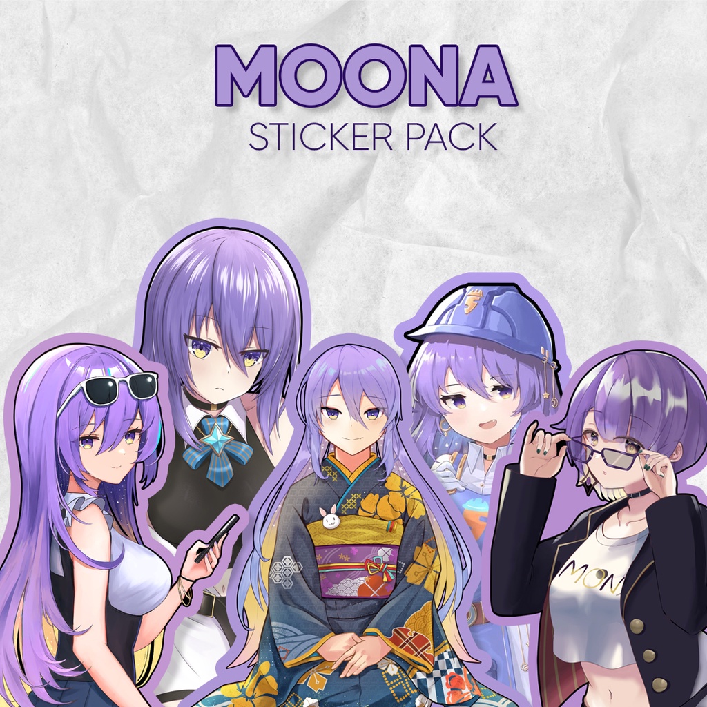 Stiker Pack Moona Hoshinova Hololive Vtuber Anime Sticker Waterproof