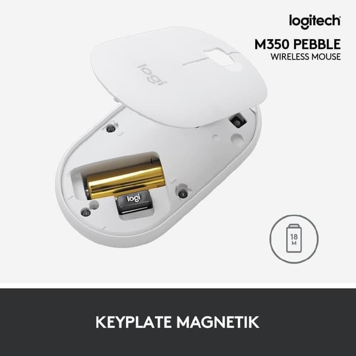 Logitech Pebble Wireless Bluetooth Mouse M350 - Putih