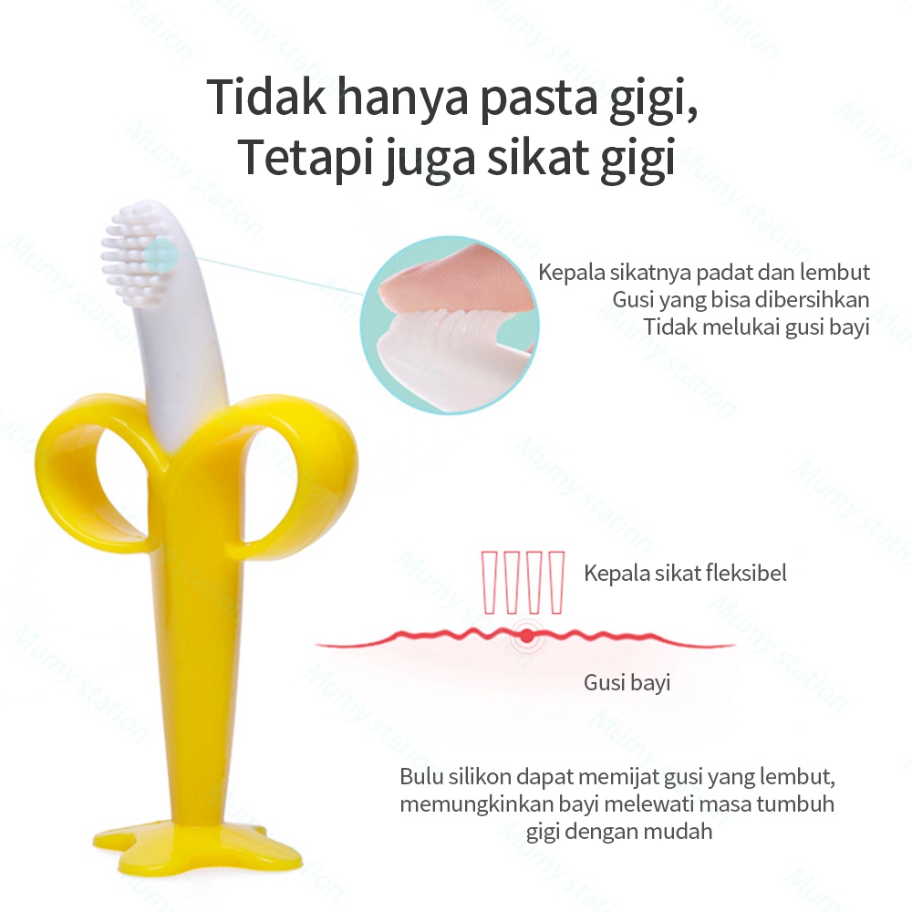 Mumystation Banana teether bayi gigitan bayi bahan silikon