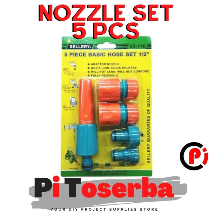 Sellery 60-110 Konektor Semprotan Selang Air Twist Nozzle Hose Set