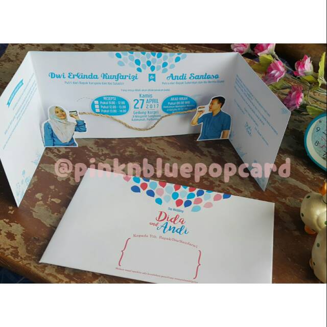 Undangan pernikahan popup pop up 3D unik murah