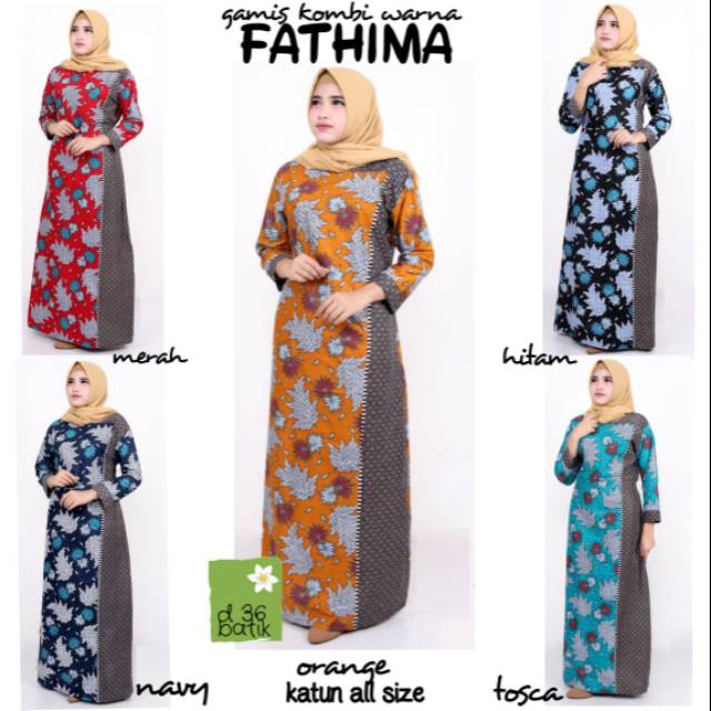 Gamis kombi fathima Baju wanita muslimah cantik kondangan