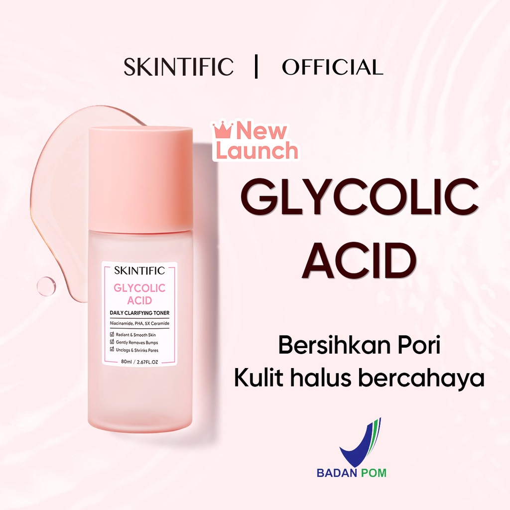 SKINTIFIC Glycolic Acid Daily Clarifying Toner / Pelembab Pencerah Kulit Wajah Glowing