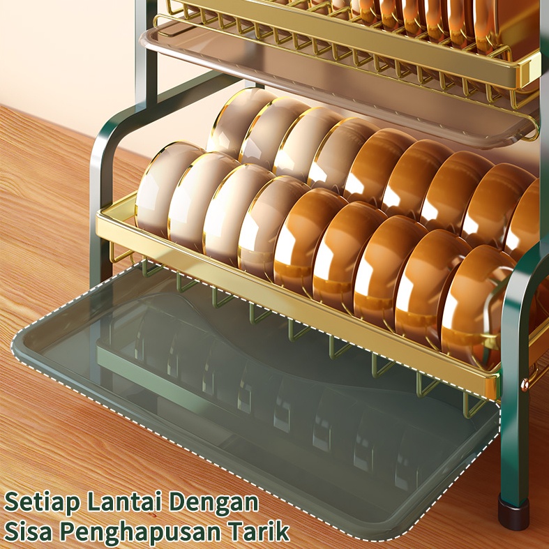 Rak Dapur Rak Piring Rak Serbaguna Rak Dish Drainer Dengan Aksesoris