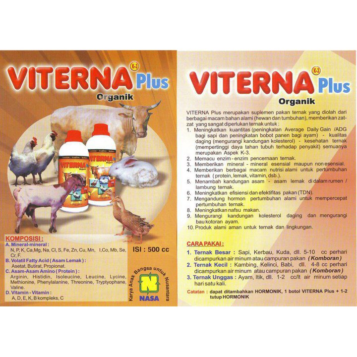 Viterna Nasa Vitamin Ternak Organik 500 Ml Shopee Indonesia