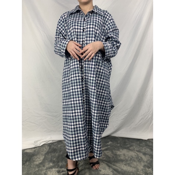 long tunik motif kotak kotak