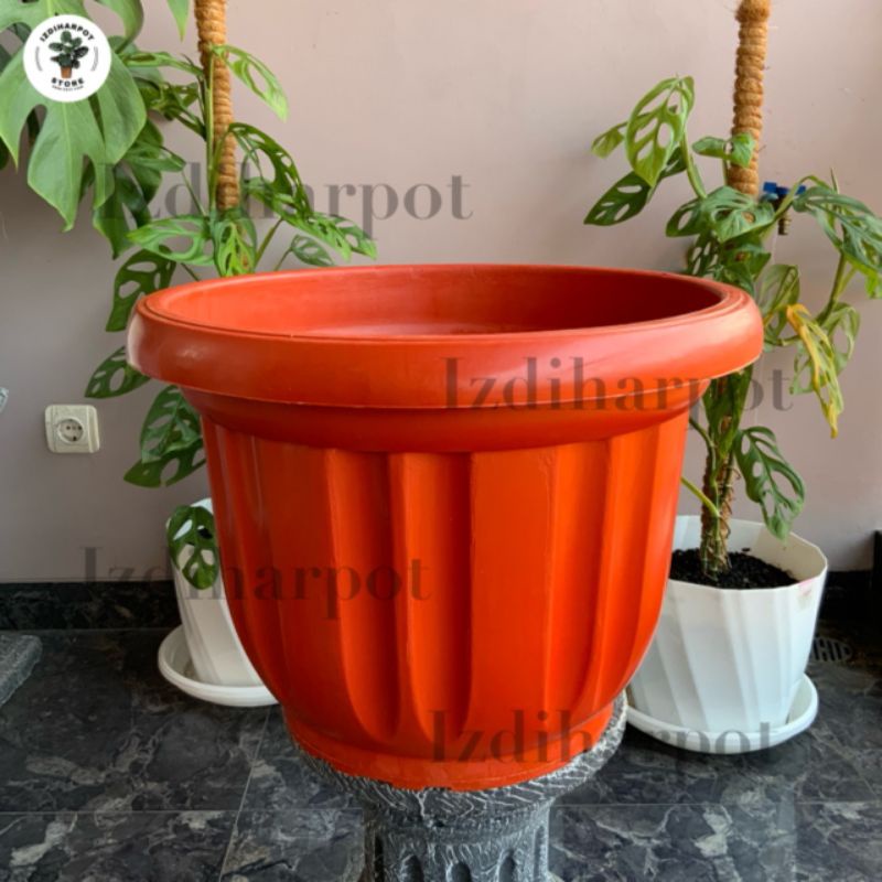 pot bunga tanaman plastik merah bata 50cm - JUMBO MERAH BATA