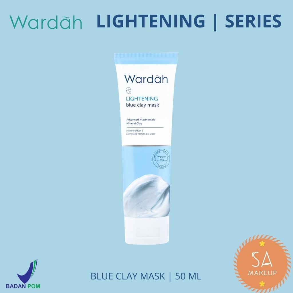 WARDAH Lightening Facial Mask | Wardah Lightening Blue Clay Mask 50ml
