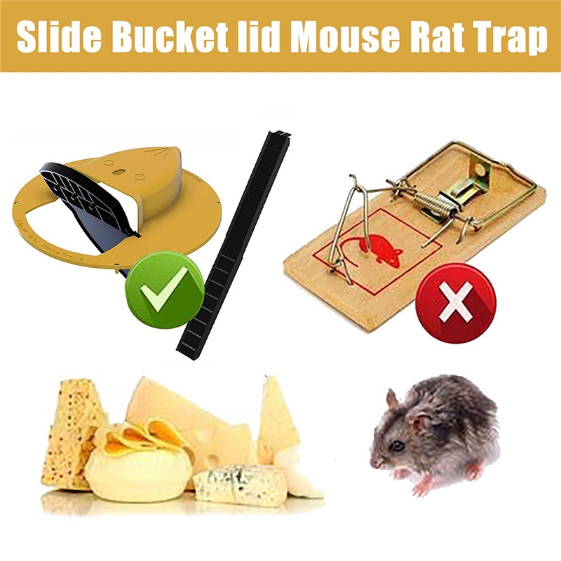 Mouse Trap Original Rat Jebakan Perangkap Tikus / Flip Slide Bucket Lid Rat Mouse trap Ember Reusable Untuk Outdoor-8