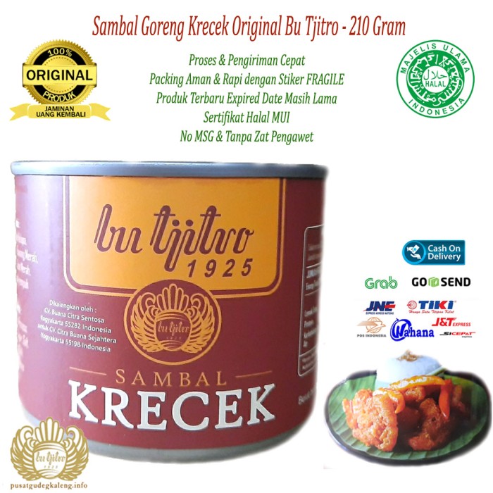 

Ready- Sambal Goreng Krecek Bu Tjitro 210Gram