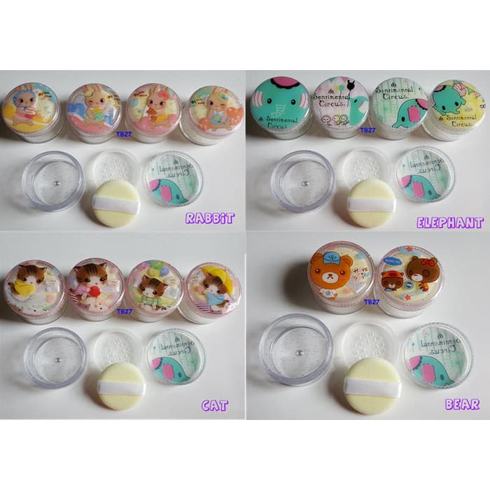AK001 Tempat Bedak Tabur Mini Cartoon Loose Powder Case Wadah Travel