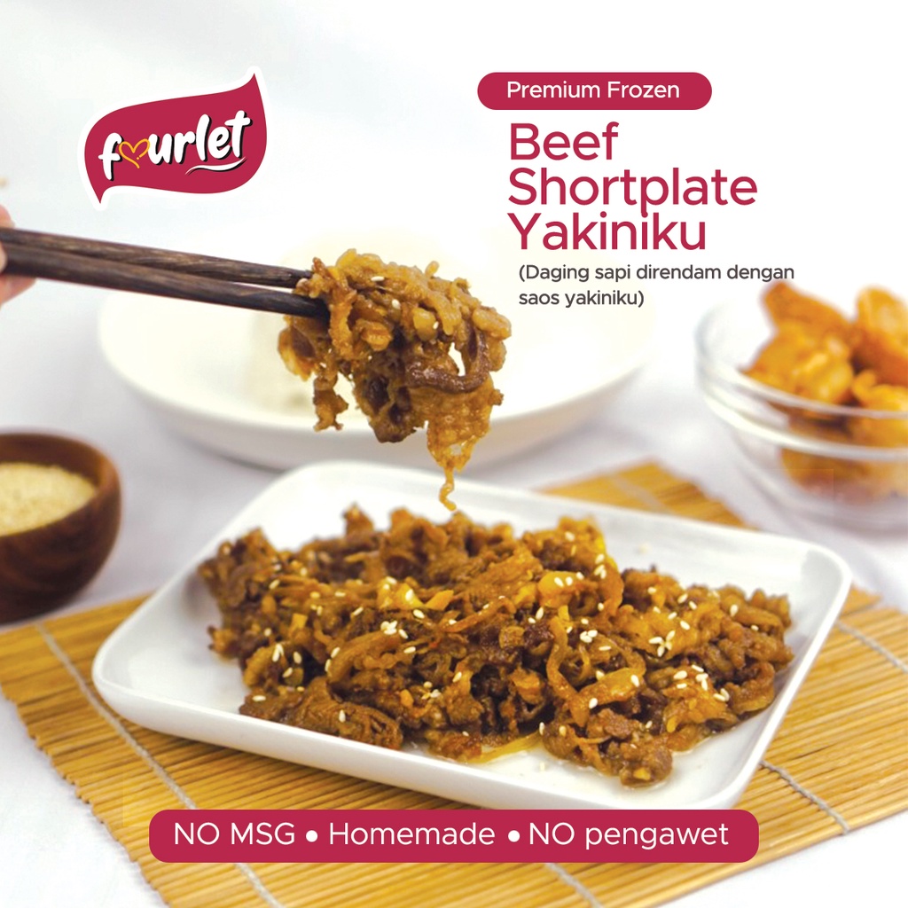 

Fourlet Beef Shortplate Yakiniku / daging sapi frozen yakiniku NO MSG/ No pengawet