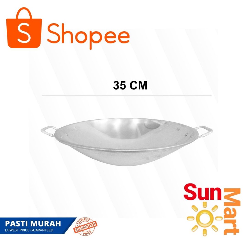 Wajan / Frying Pan Kilap Aluminium Jawa Ukuran 35 Cm