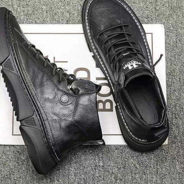 Redzeal Sepatu Boots Pria Pennay Kulit Import Kasual Retro - Hitam, 42